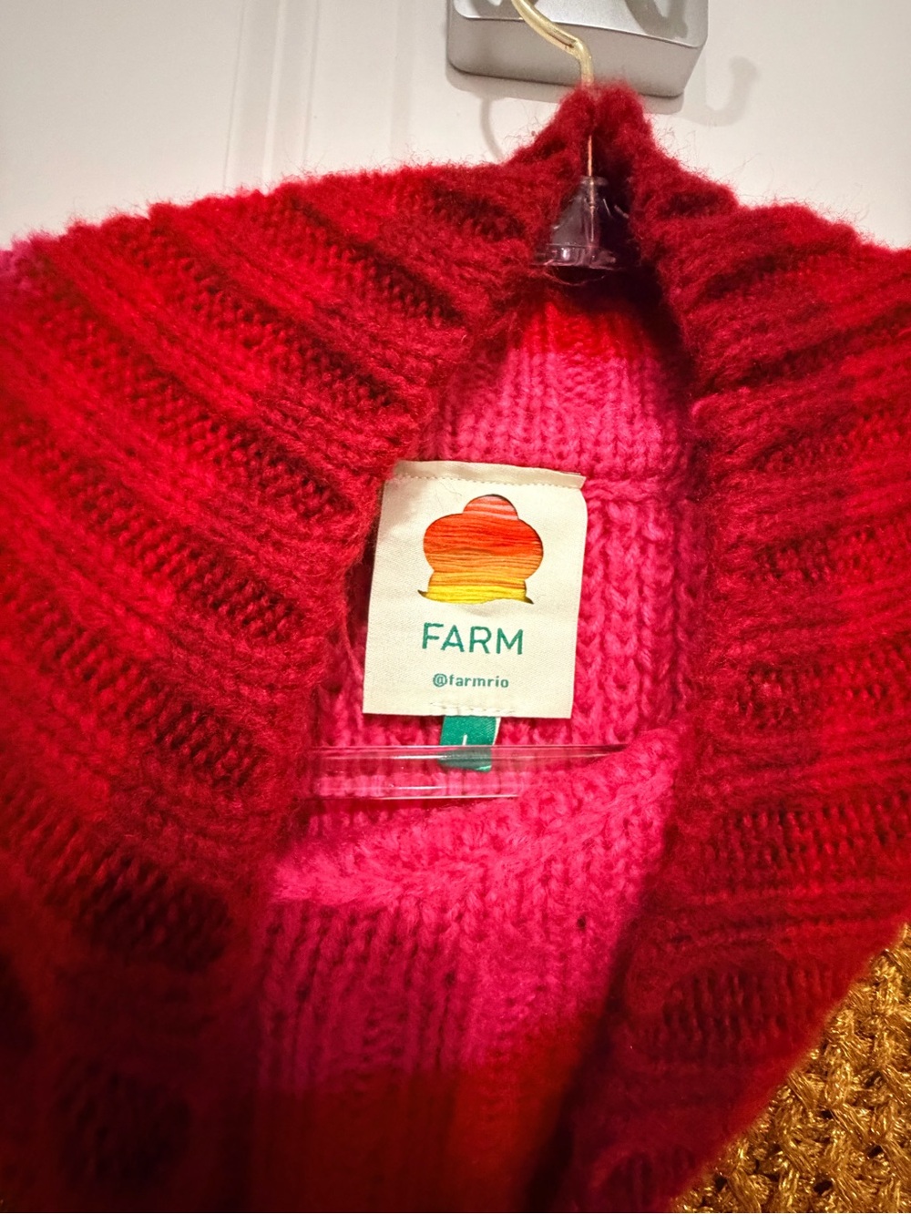 FARM Rio Multicolor Ribbed Turtleneck Sweater - Red, Pink & Yellow - Picture 3 of 6